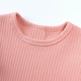 thumbnail image 6 of Odeerbi Toddler Boys Girls 2 Piece Outfits Rib Knit T-shirt Flared Pants Set Summer Clothes Fashion Casual Round Neck Collar Short Sleeve Botton Tops Solid Color Long Pants Sets Pink, 6 of 8