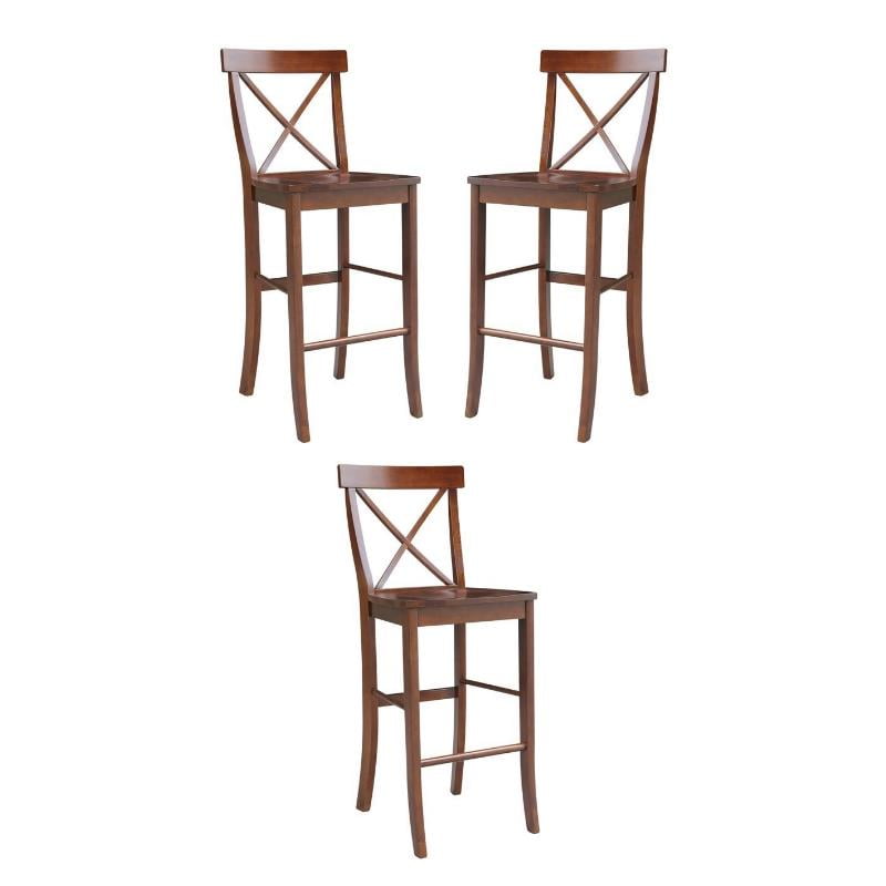 Home Square XBack Bar Height Stool 30" Seat Height Set of 3