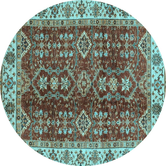 Ahgly Company Indoor Round Abstract Light Blue Modern Area Rugs, 4' Round