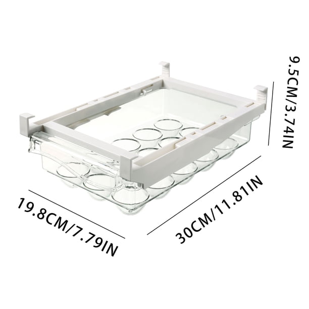 Herunwer Adjustable Egg Storage Organizer Box for Refrigerator, Transparent Kitchen Cabinet Drawer Rack, Food-Grade Portable Storage Container