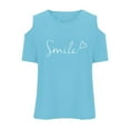 thumbnail image 6 of Girls Tshirts Letter Print Short Sleeve Shirts Shoulder Cut-Out Crewneck Pullover Undershirt Outfits for Girls 7-8 Years, 6 of 6