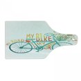thumbnail image 1 of Bicycle Cutting Board, Vintage Summer Bike a Floral Bouquet Vehicle for Transport Illustration, Decorative Tempered Glass Cutting and Serving Board, Wine Bottle Shape, Turquoise Yellow, by Ambesonne, 1 of 1