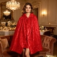 thumbnail image 4 of WAGUTH Womens Sparkly Sequin Hooded Cape Cloak Tie Front Glitter Cover Up Shawl for Halloween Party Outfits, 4 of 7