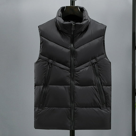 Ceisia Men's Fashion Stand Collar Zipper Sleeveless Tank with Pockets Casual Outerwear Gift