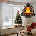 thumbnail image 4 of Stylized Metal Hanging Christmas Tree Wind Spinner - Symmetrical Design with Golden Angel Black Outline & Warm White Orange Accents for Garden Decor, 4 of 7