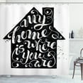thumbnail image 1 of Family Shower Curtain, My Home is Where You are Rough Words Hand-written on Home Silhouette, Fabric Bathroom Set with Hooks, 69W X 70L Inches, Charcoal Grey and White, by Ambesonne, 1 of 3