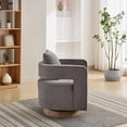 thumbnail image 4 of Swivel Barrel Accent Chair,29.1" W Modern Round Linen Arm Chair with Weathered Base,Upholstered Comfy 360 Degree Swivel Single Circle Club Chair for Nursery Bedroom Living Room Hotel Office, 4 of 8