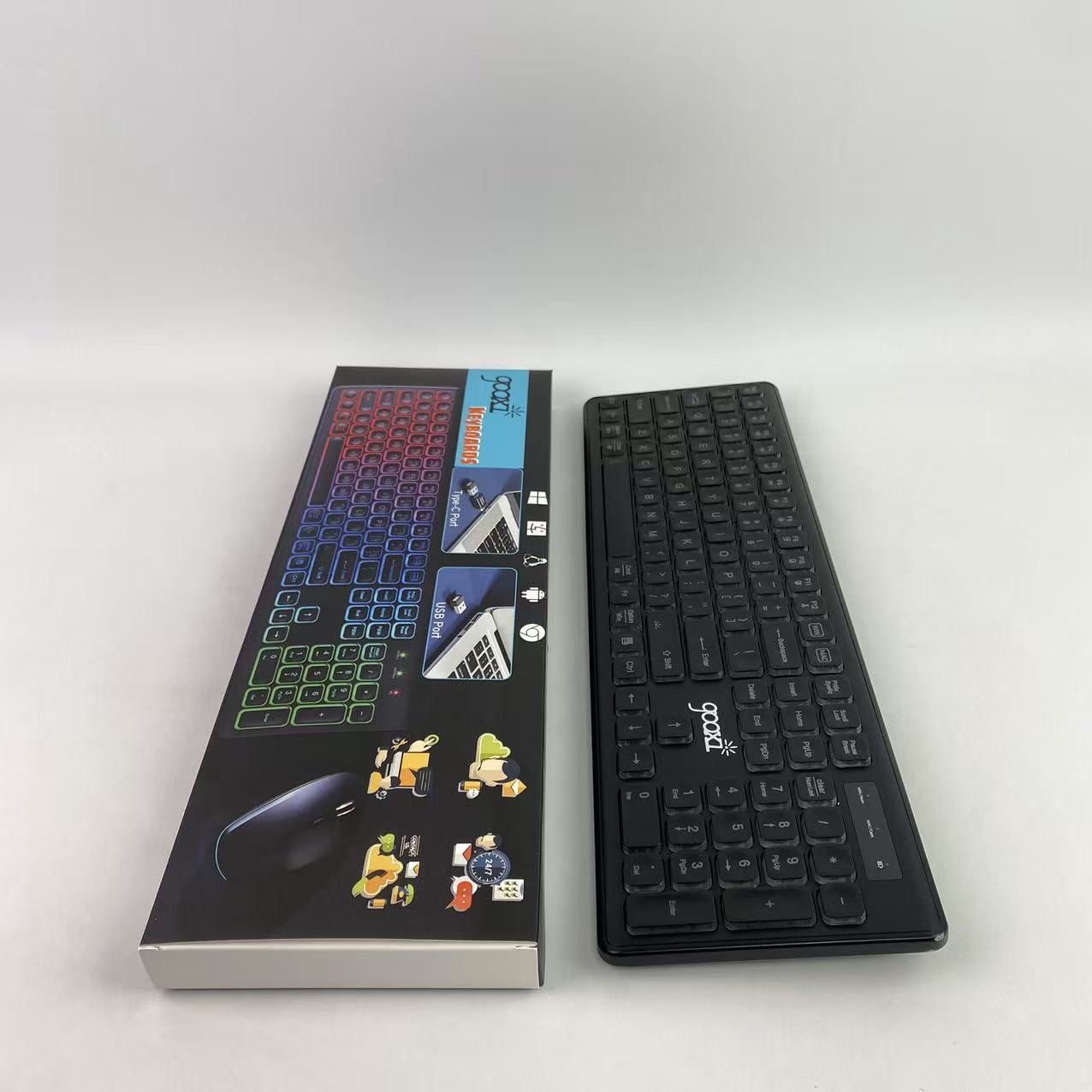 gooxi Computer peripheral devices, wireless keyboard, rechargeable and illuminated letters, full-size