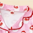 thumbnail image 6 of MEZZALL Kids Winter Girls Pajamas Sets Two Piece Santa Print Long Sleeve Lapel Button Down Tops And Pants Cozy Loungewear Night For Toddlers And Comfort Sleepwear, 6 of 8