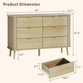 thumbnail image 2 of Tomnk woo Fluted 6-Drawer Dresser for Bedroom, Mid-Century Modern Chest with Curved Profile, Dresser TV Stand, Wood Storage Cabinet for Living Room, Entryway, Hallway, Oak, 2 of 7