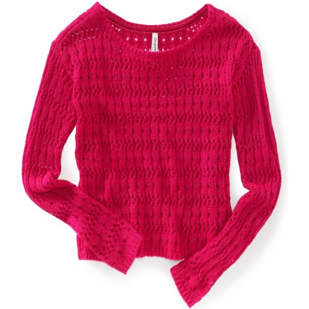 Aeropostale suéter de punto de ganchillo para mujer, rosa, extra pequeño Aeropostale Tejer