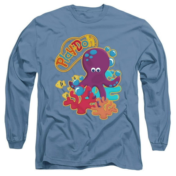 Play Doh Under The Sea Long Sleeve Adult 18/1 T-Shirt-Carolina Blue