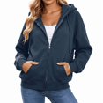 thumbnail image 2 of Womens Solid Color Zip Up Hoodies Long Sleeve Casual Hooded Sweatshirt with Pockets Fall Winter Warm Jackets Clothes, 2 of 7