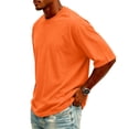 thumbnail image 3 of FRSASU Men's Big and Tall Shirts Cotton Crew Neck Tops Short Sleeve Oversized Pullovers Casual Loose Tops Solid Color Tee Orange, 3 of 5