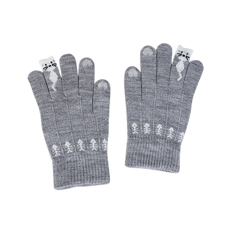 

Womens Gloves Scarf and Gloves Set for Women Winter Women s Cold and Windproof Animal Pattern Plush Warm Knitted Finger Gloves Work Gloves Men Gloves for Kids Clearance Gray One Size