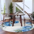 thumbnail image 4 of Blue Roses Area Rug, Watercolor Summer Floral Farmhouse Washable Large Circle Carpet, Non Slip Round Rug for Living Room/Bedroom/Dining Room/Home Office/Dorm, 4 of 9