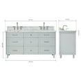 thumbnail image 2 of Ariel Monroe 67 Inch Double Rectangular Sink Bathroom Vanity With Italian Carrara Marble Countertop 1.5 inch Edge In Grey, 2 of 7