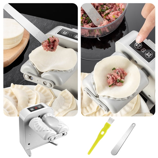 Electric Dumpling Machine Rechargeable Automatic Electric Dumpling Maker Machine Mould,Household Easy Quick Dumpling Maker Press Machine,Dough Cutters,Spoon and Brush