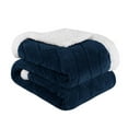 thumbnail image 2 of Superior Nuuk Fleece Reversible Lattice Blanket, Throw XL, Navy Blue, 2 of 7
