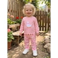 thumbnail image 4 of RUINIXCW Toddler Girl Outfit Long Sleeve Goose Embroidery Sweatshirt Wide Leg Pants, 4 of 8