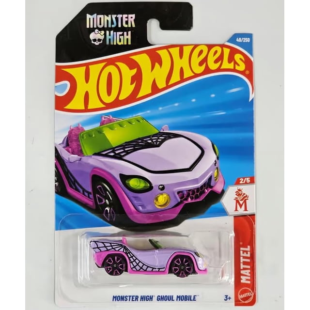 Vehículo de juguete Hot Wheels Monster High Ghoul Mobile a escala 1:64