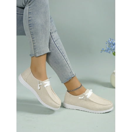 

Women Casual Loafers Slip-On Comfortable Flat Lightweight Shoes Low-Cut Breathable Canvas Shoes For Everyday Wear