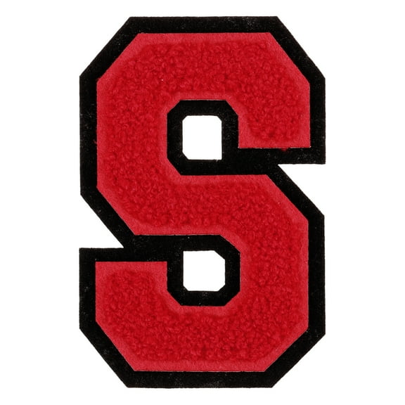 Chenille Letter Patches, 4" Alphabet S Iron on Patches for Repairing Clothing Jeans Shoes Hats DIY (Red)