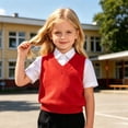 thumbnail image 5 of 121,Kids Boys Girls V Neck Vest Sweater Sleeveless Warm Knitted Pullover Knitwear Tops For School Season Ages 6M To 4Y, 5 of 6