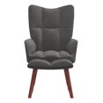 thumbnail image 3 of Relaxing Chair with Stool Dark Gray, Modern Armchair for Living Room - Padded Foam Upholstered Accent Chair with Wooden Legs, Comfortable Reading Chair, 3 of 9