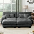 thumbnail image 4 of FFH Loveseat with Chaise, 94.4" Oversized U Shaped Cloud Sofa, Modular Sectional Sleeper Sofa (Chenille Dark Gray, 2 Seater with 2 Ottomans), 4 of 11
