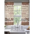 thumbnail image 3 of Sheer Curtains 72 Inches Long, Farmhouse Light Filtering Window Curtains for Living Room, Brown Country Star Berry Vintage Wood Grain Rod Pocket Voile Sheer Curtain Drapes, 52"W x 72"L, 2 Panels, 3 of 8