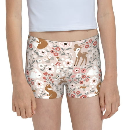 Pofeuu Autumn Floral Deer Print Soft Cotton Girls Boyshort panties Toddler Underwear-Medium