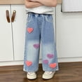 thumbnail image 2 of Gubotare Girls Jeans Regular Fit Little Little Girls Spring Autumn Embroidered Jeans Trousers Pants for Kid 5T 6T (Blue,5-6 Years), 2 of 5