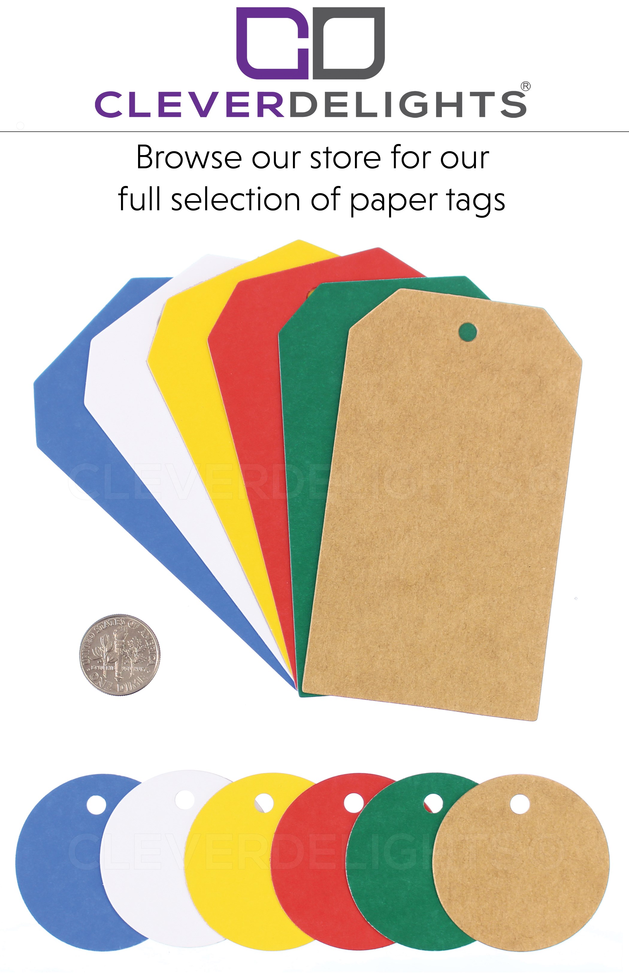 CleverDelights Blue Price Tags - 2 x 3.5 - 100 Pack - Paper Gift Tag 