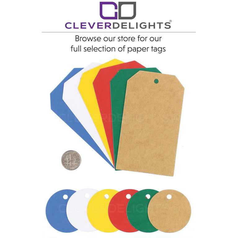 CleverDelights Blue Price Tags - 2 x 3.5 - 100 Pack - Paper Gift Tag 