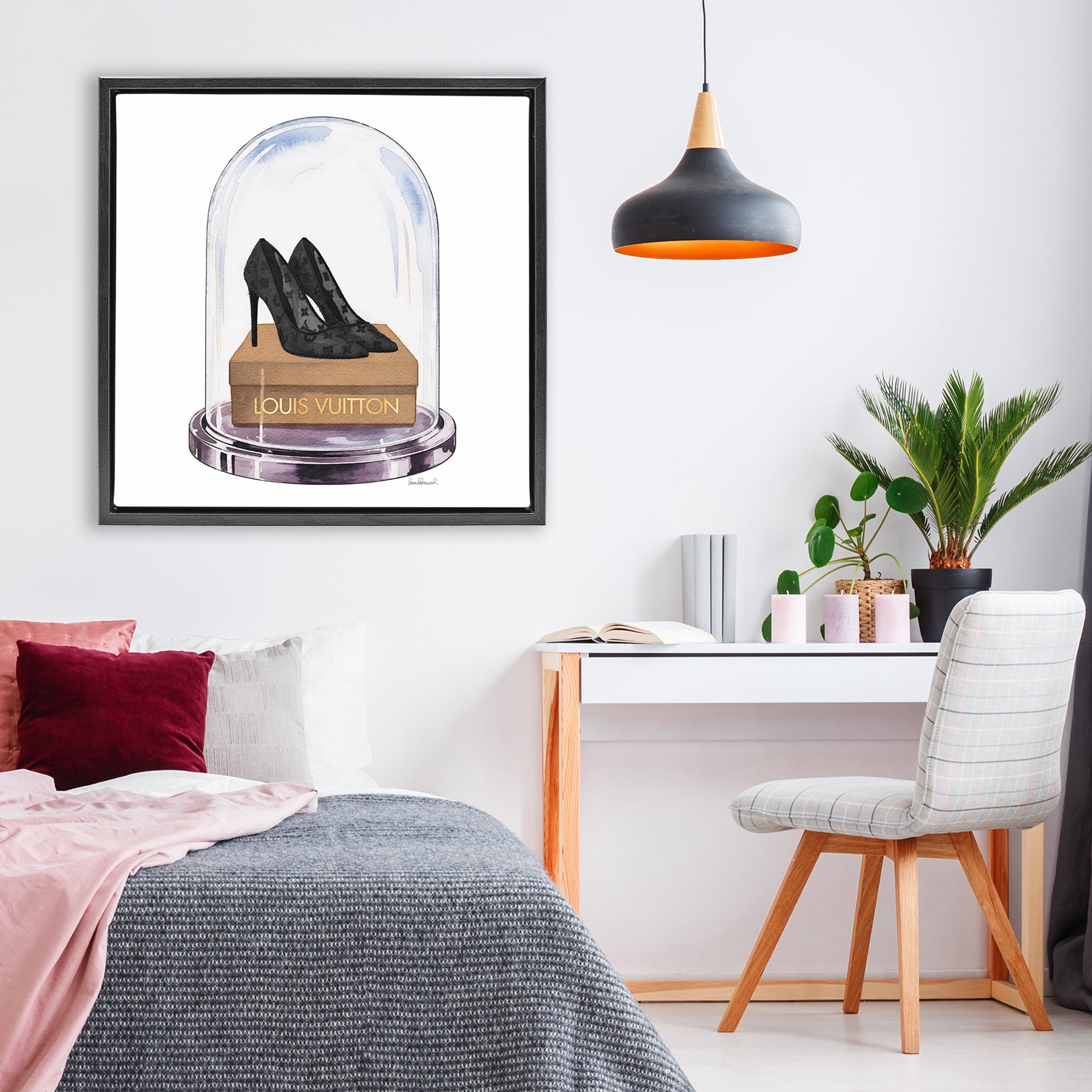 Stupell Industries Black Heels in Bell Jar Black Framed Floater Canvas Wall Art, design by Amanda Greenwood
