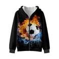 thumbnail image 4 of Xoenoiee Soccer Water Fire Print Full Zip Hoodies Sweatshirt for Boys Long Sleeve Fleece Hooded Jacket Active Pullover Tops Fall Clothes Outfits for Kids Youth Sportswear Sports Shirt, L, 4 of 7