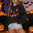 thumbnail image 2 of Womens Sweatshirts Halloween Classic Punpkin Face Print Sweatshirt Fall Long Sleeve Pullover Tops (Black L), 2 of 4