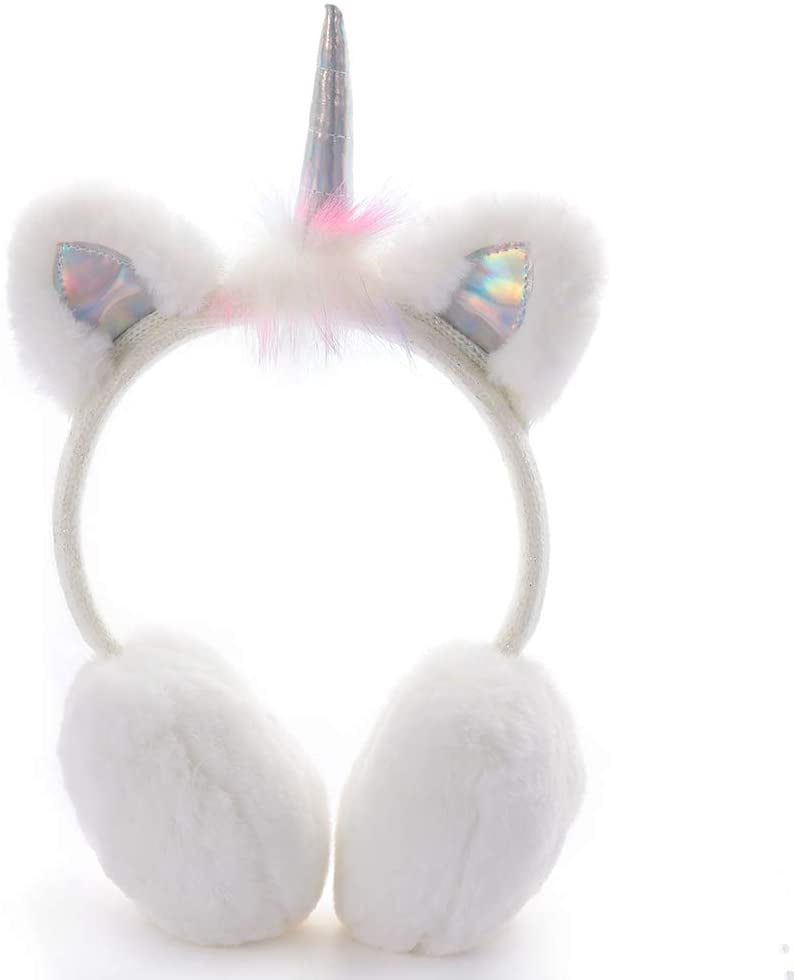 Winter Warm Earmuffs Cute Rainbow Cute Horse Earmuffs Soft Plush Winter Ear Warmers for Women Kids Girls