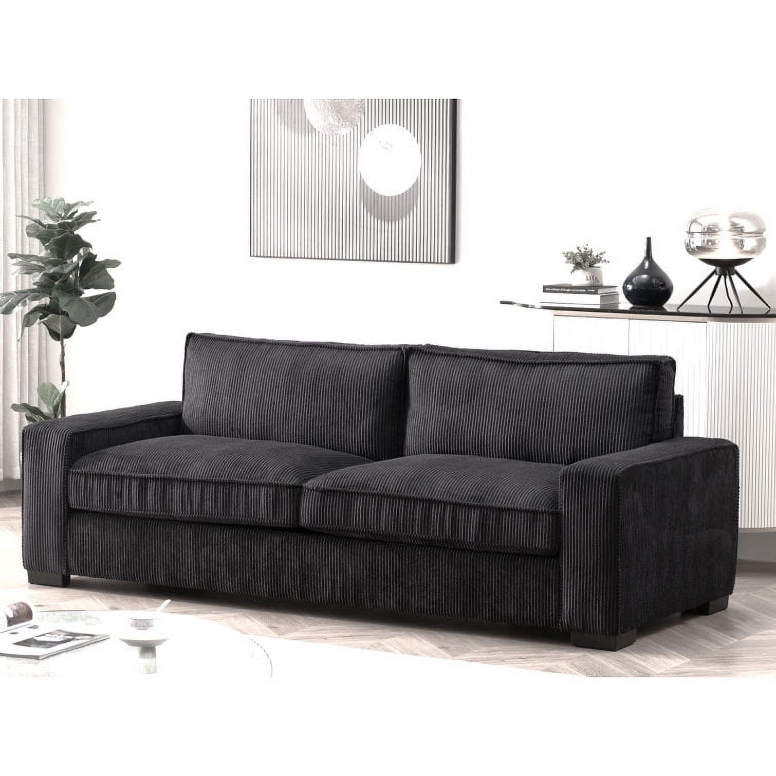 US Pride Furniture Modern Corduroy Spacious Standard 79.5 in Sofa with Cushions, Black