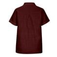 thumbnail image 6 of Oalirro Blouses & Button-Down Shirts Birthday Present Women's Tops Fashion Solid Button Shirt Female V-Neck Loose T-shirt Blouse Tops Wine, 6 of 8