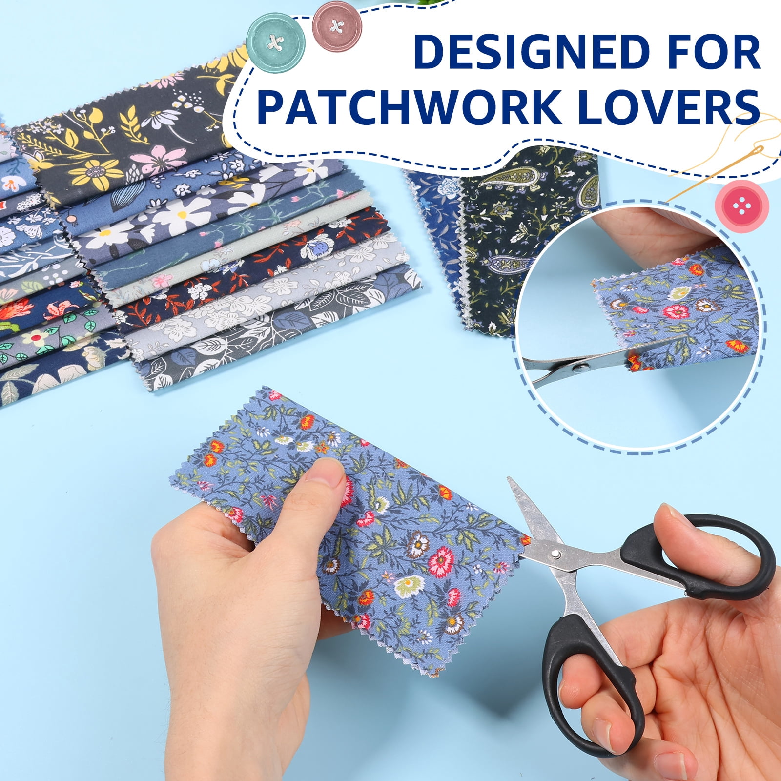 120 PCS 5.5"x 5.5" Cotton Floral Fabric Squares for Quilting Precut Patchwork Fabric Bundle Quilting Supplies for Sewing DIY and Quilting Beginner