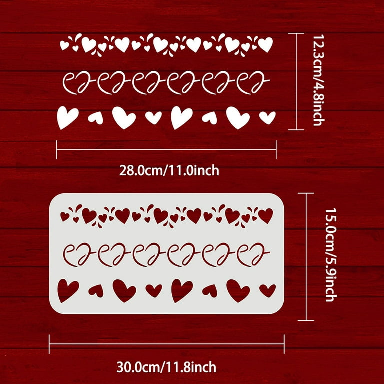 1pc Heart Stencils for Painting Reusable Wall Border Stencil Plastic Connected Love Hearts Craft Stencil Template Valentine's Day Decoration, Other