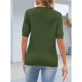 thumbnail image 3 of Top MEROKEETY de verano para mujer, manga corta, cuello en V, tejido ArmyGr, 3 of 6