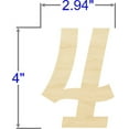 thumbnail image 2 of Pack of 1, 4 Inch x 1/8" Baltic Birch 4 Lavanderia Font Wood Numbers for Wood Craft Project, Children or Adult Art Work, Home and Holiday Décor and DIY Fun, Made in USA, 2 of 2