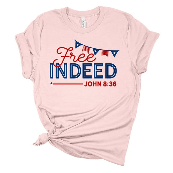 Women's Free Indeed Patriotic Fourth of July Independence Day Short Sleeve T-shirt Graphic Tee Graphic Tee-Pink-4xl