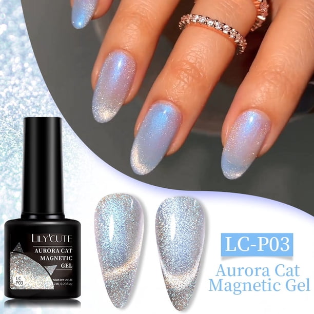 LILYCUTE 9D Rainbow Glitter Cat Esmalte de uñas en gel magnético Snowlight Semipermanente Soak Off Espumoso Esmalte de uñas Dengxun unisex