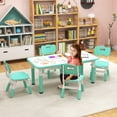 thumbnail image 2 of Gymax Kids Height Adjustable Table and 4 Chairs Set with Graffiti Desktop Green, 2 of 10