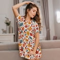 thumbnail image 3 of Fotbe Colorful Maple Leaves Pattern Women's Cotton Nightgown Sleepwear Short Sleeves Shirt Casual Print Sleepdress, 3 of 6
