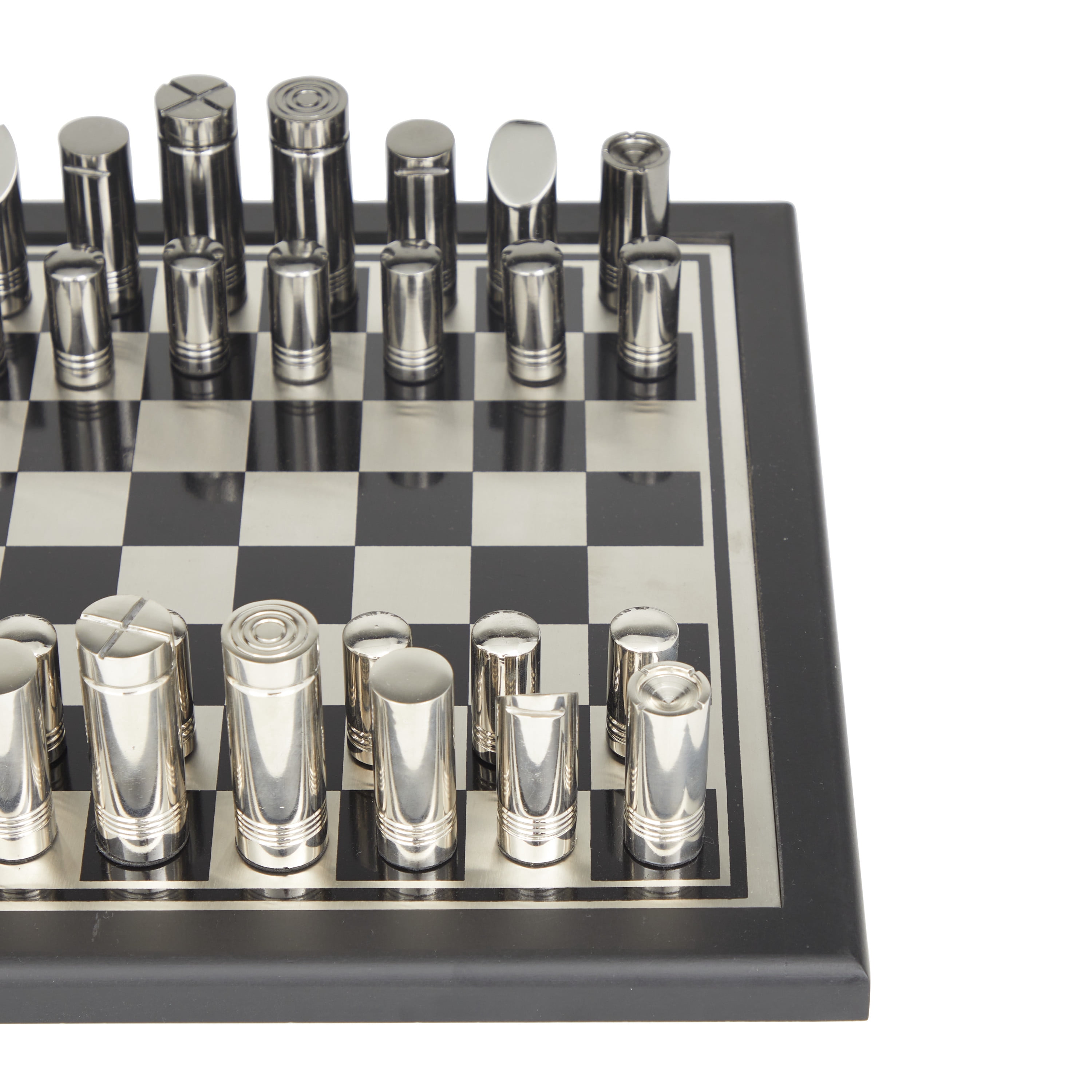 DecMode 14" x 4" Silver Aluminum Chess Game Set, 1-Piece